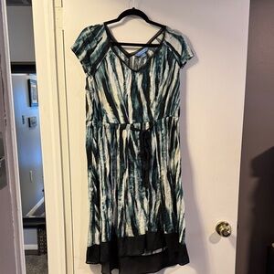 Simply Vera Vera Wang Teal and Black Midi Dress size Large